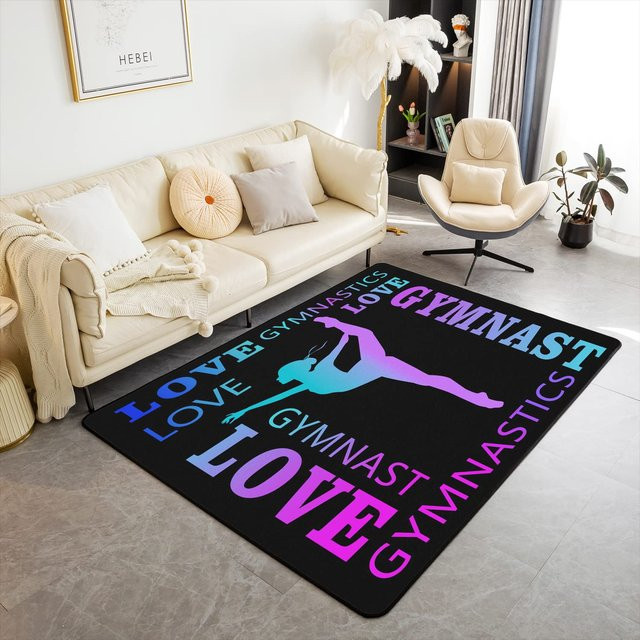 Karpetti Gymnastikmädchen Teppich mit Ballett-Motiv für Wohnzimmer und Schlafzimmer, Waschbarer Bodenmatte aus Polyester, B/T: 160 x 100 cm, Mehrfarbig - Bild 1