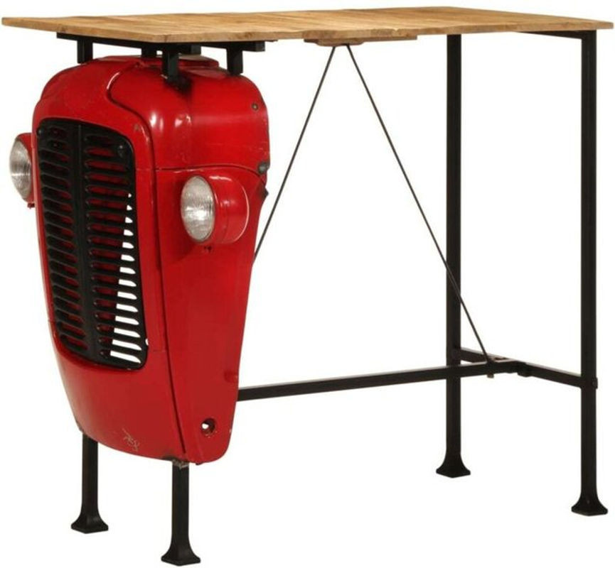 Vidaxl Bartisch Traktor aus Massivholz und Stahl in Rot und Braun, B/T/H: 120 x 55 x 107 cm - Bild 1