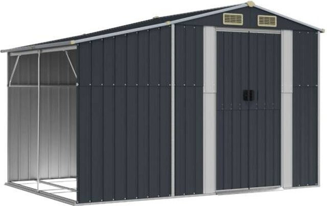 vidaXL Gartenhaus aus verzinktem Stahl in Anthrazit mit Schrägdach, B/H/T: 277 x 179 x 192,5 cm - Bild 1