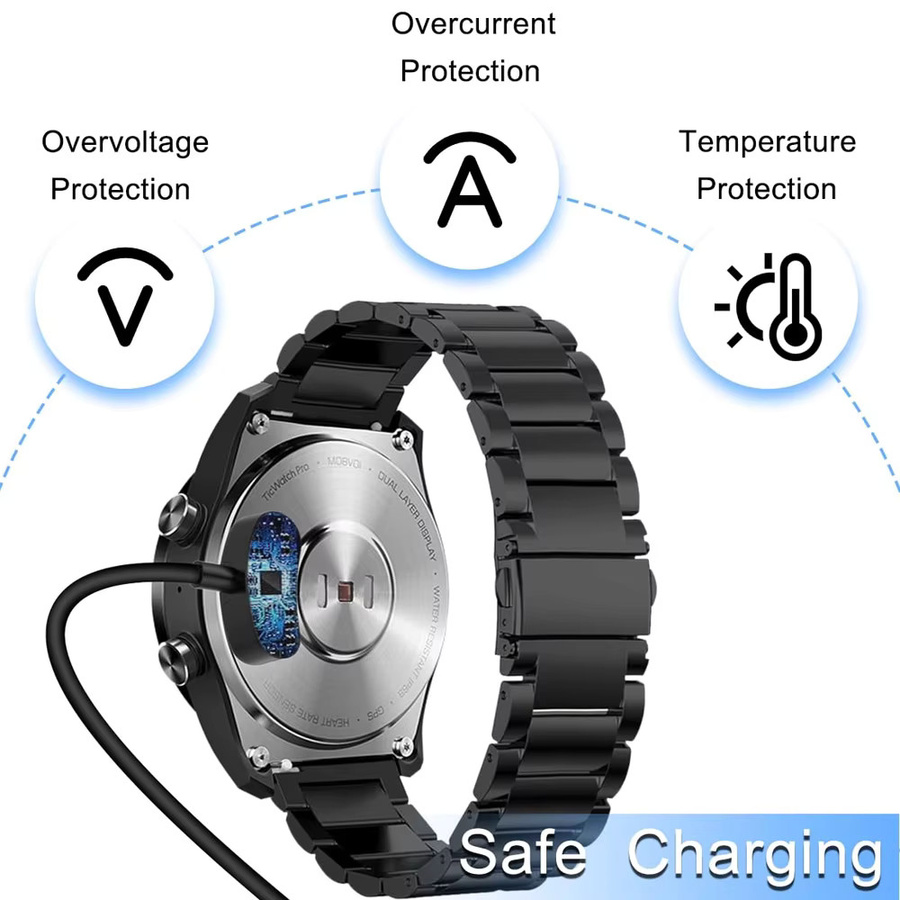 iHZCPRO Magnetisches USB-Ladekabel für TicWatch Pro 3 Ultra GPS, Pro 3, Pro 5, Pro 3 LTE, Pro X und E3 Smartwatch in Schwarz - Bild 3