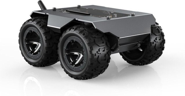 YoufangSmart 4wd Vollmetall-Roboter Auto, mit Gummi Rädern, Schwarz - Bild 1