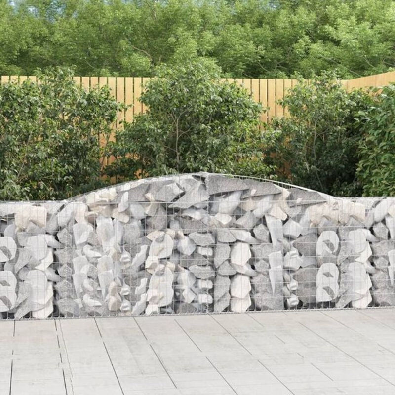 Vidaxl Gabionen mit Hochbogen aus verzinktem Eisen, 7 Stück, Silber, B/T/H: 400 x 30 x 80/100 cm - Bild 1