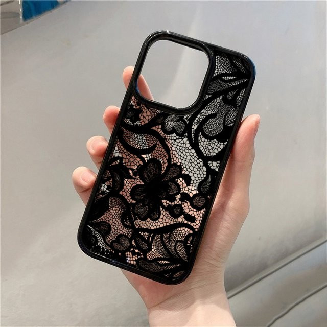 Vintage Luxus Handyhülle mit schwarzer Spitze für iPhone Modelle, Schutzhülle in Schwarz - Bild 1