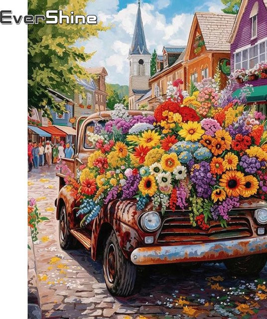Evershine Kreuzstich-Set mit floralem Motiv in Multicolour, bedruckte Leinwand für Handarbeit und Stickerei - Bild 1