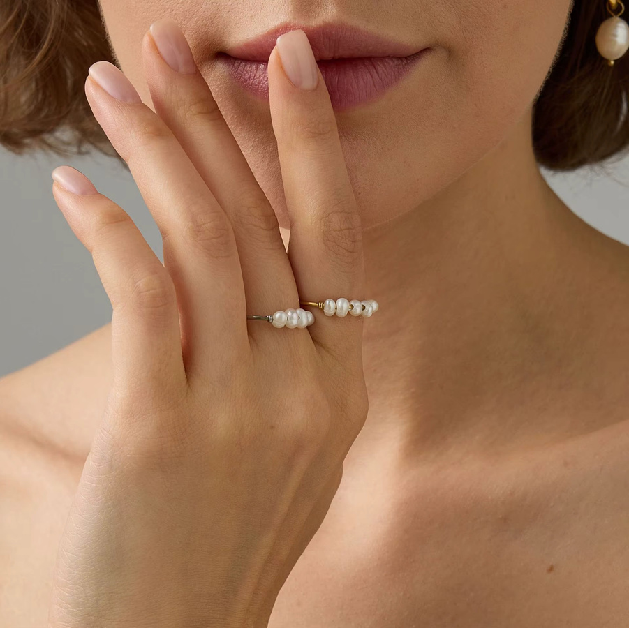 St.delan Ring Edelstahl, Gold, Perle, Damen, minimalistisch - Bild 2