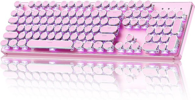 YUNZII QL108 Mechanische Gaming-Tastatur in Rosa, Kabelgebundenes Vollformat mit Hot-Swap, RGB-Beleuchtung und Retro-Punk-Design - Bild 1