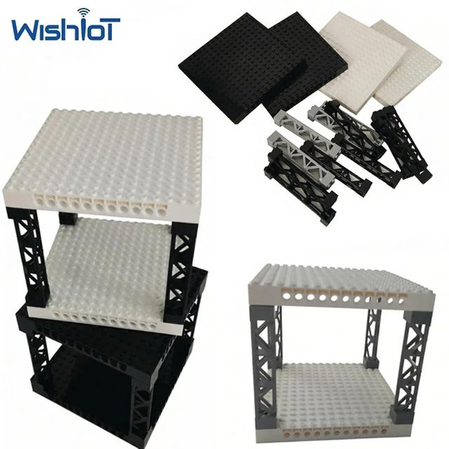 Wishiot Multifunktionales Stapelbares Desktop-Aufbewahrungsregal mit 16x16 Montageplatte und Halterung, Baustein-Design, Mehrschichtig, Multicolour - Bild 1