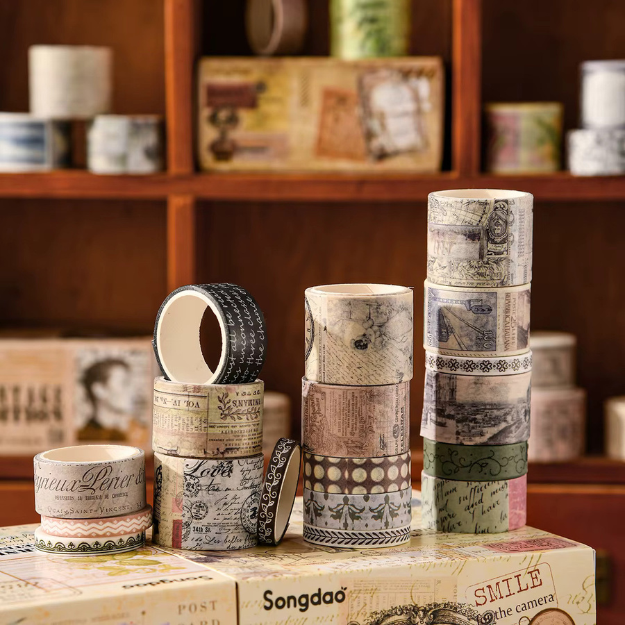 20 Rollen Vintage Washi Tape Set in Multicolour mit Tier- und Pflanzenmustern für Scrapbook und DIY-Dekoration - Bild 4