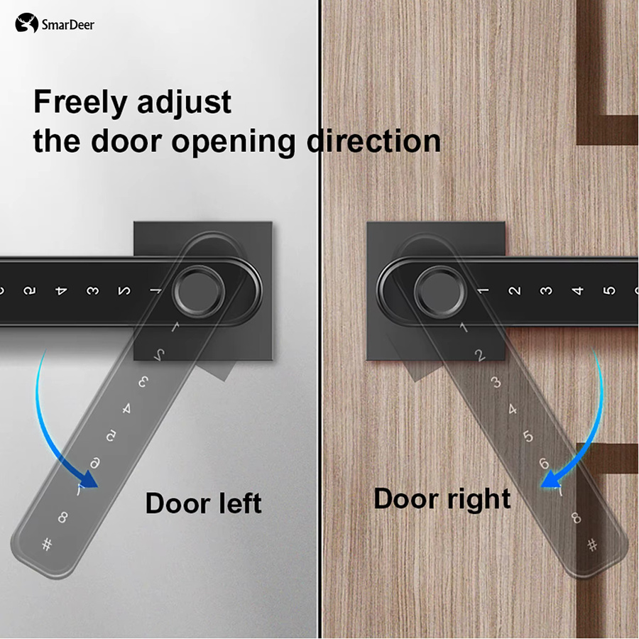 SmarDeer Elektronisches Smart Lock in Schwarz mit Bluetooth und Fingerabdruck für Tuya Smart Life Hausautomation, ideal für Hotel und Büro - Bild 5