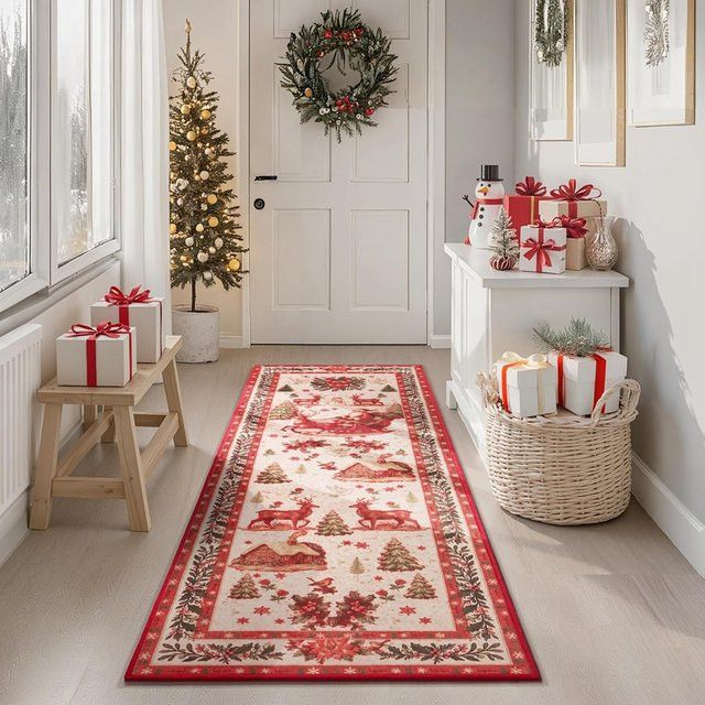 VIKAMA Christmas Avenue Laufteppich rutschfest und weich für Eingang, Küche, Waschküche und Schlafzimmer - Bild 1