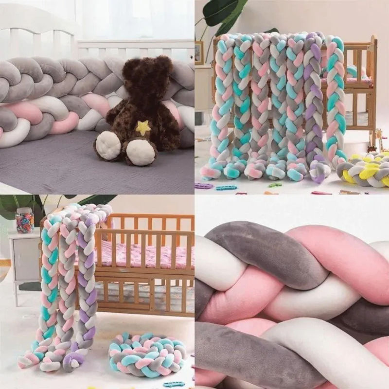 Handgefertigter Bettschutz Gala Design aus weichem Plüsch und Baumwolle als geflochtenes Knotenkissen für das Babybett in Multicolour - Bild 2