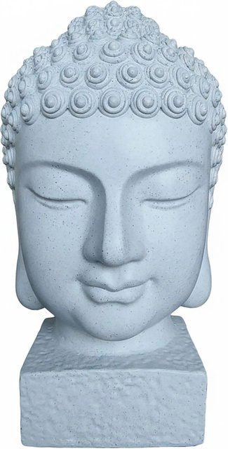 Relaxdays Buddha Kopf aus Polyresin in Weiß, asiatische Deko-Figur wetterfest, H x B x T: 70 x 45 x 45 cm - Bild 1