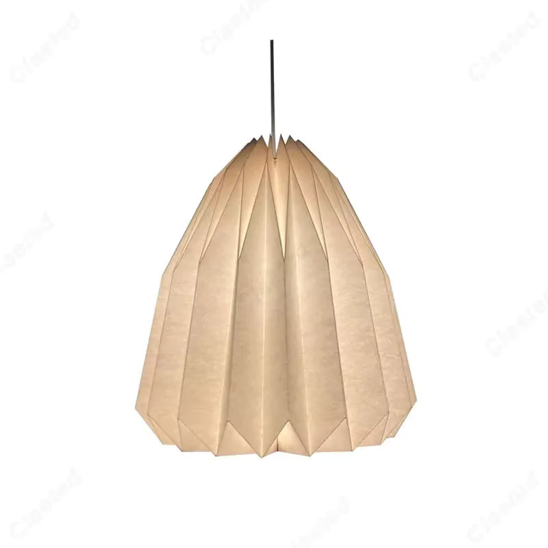 Claeted LED-Pendelleuchte aus Faltpapier in Beige mit E27-Fassung für Wohnzimmer und Esszimmer - Bild 2