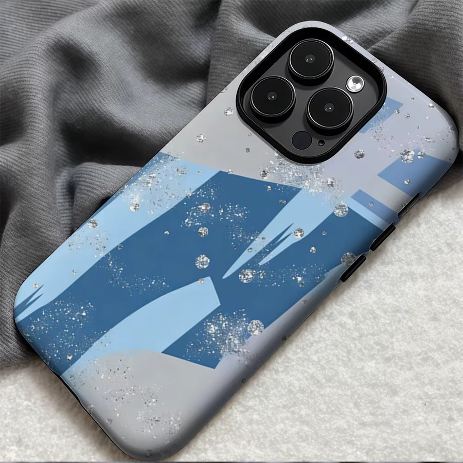 Casegame Matte MagSafe Bumper Hülle für iPhone 17 16 15 14 13 Pro Max Stoßfest aus hartem PC in Blau Silber Abstrakte Abdeckung - Bild 3