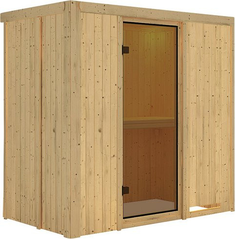 Karibu Sauna Pärnu für 2 Personen aus Fichtenholz in Beige, B/T/H: 198 x 118 x 196 cm - Bild 1