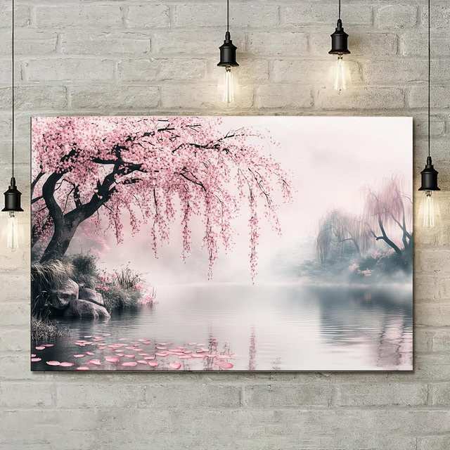 Wandteppich mit Kirschblütenbaum-Muster von JMG Household Supplies in Pink, B: 150 cm, H: 130 cm - Bild 1