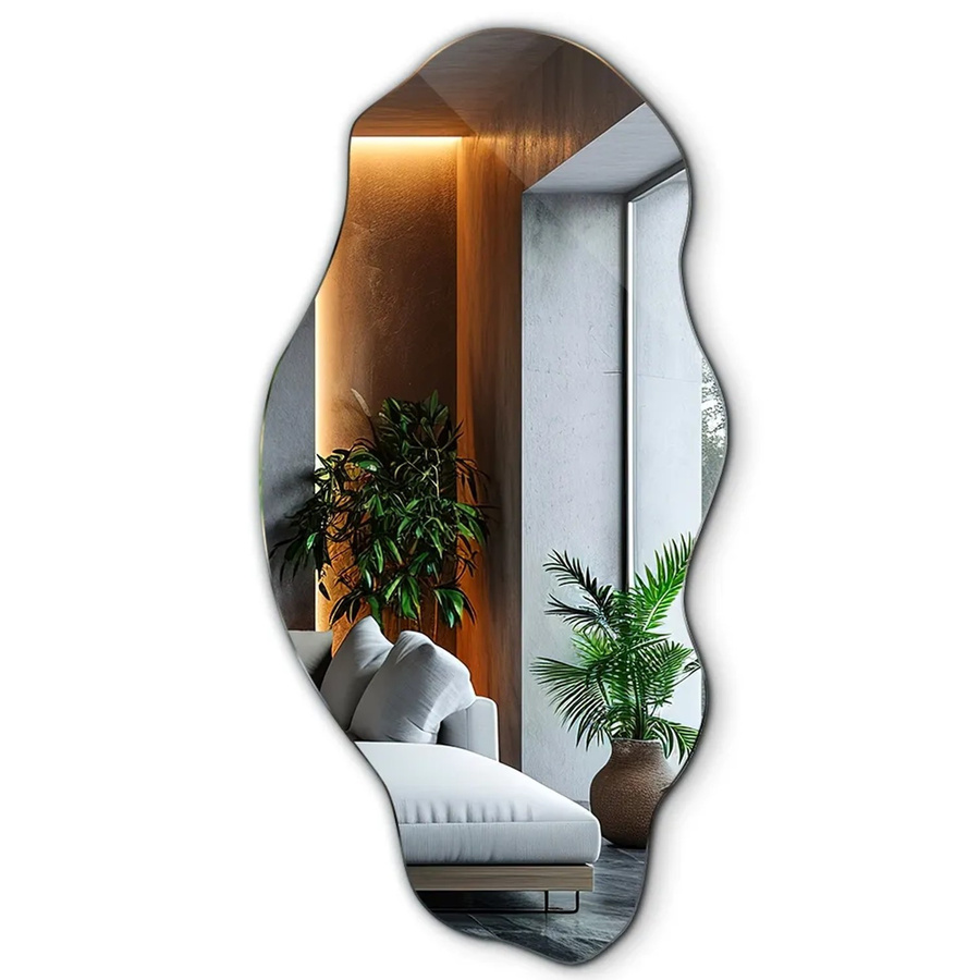 Tulup Spiegel in organischer Form, asymmetrischer Wandspiegel im Boho-Stil, Breite: 50 cm, Höhe: 100 cm - Bild 2