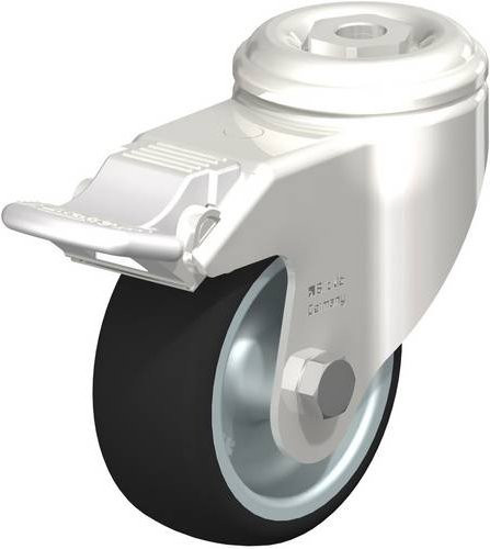 Blickle LKRXA-PATH 80G-11-FI Lenkrolle mit Feststeller aus Edelstahl in Silber und Grau, Rad-Durchmesser: 80 mm, Tragfähigkeit: 120 kg - Bild 1