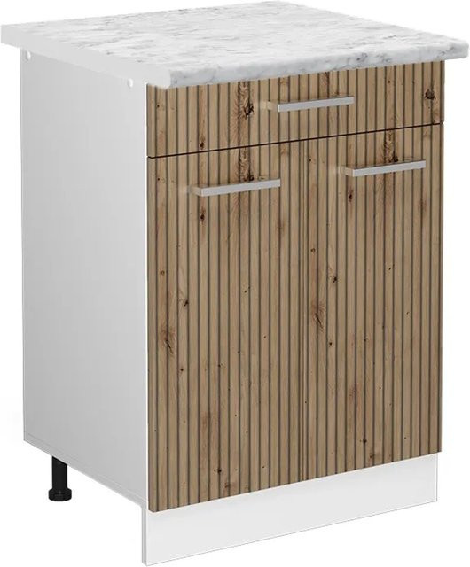 Vicco Küchenunterschrank R-Line Artisan-Eiche und Weiß mit Schubladen und Türen, B/T/H: 60 x 60 x 81,6 cm - Bild 1