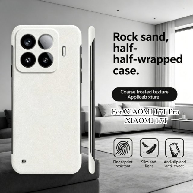 Xiaomi 17T 17T Pro Schutzhülle Sandstein-Optik in Grau, ultradünne matte PC-Schutzhülle mit Stoßfestigkeit - Bild 1