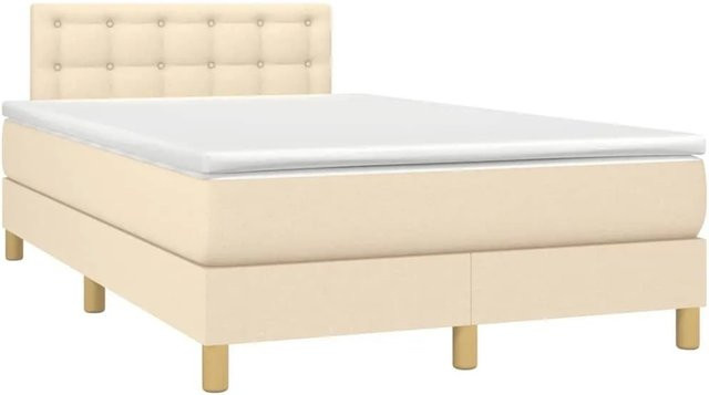vidaXL Boxspringbett mit Matratze in Creme und Beige, Hybrid-Bett mit Taschenfederkern, B/T: 120 x 190 cm - Bild 1