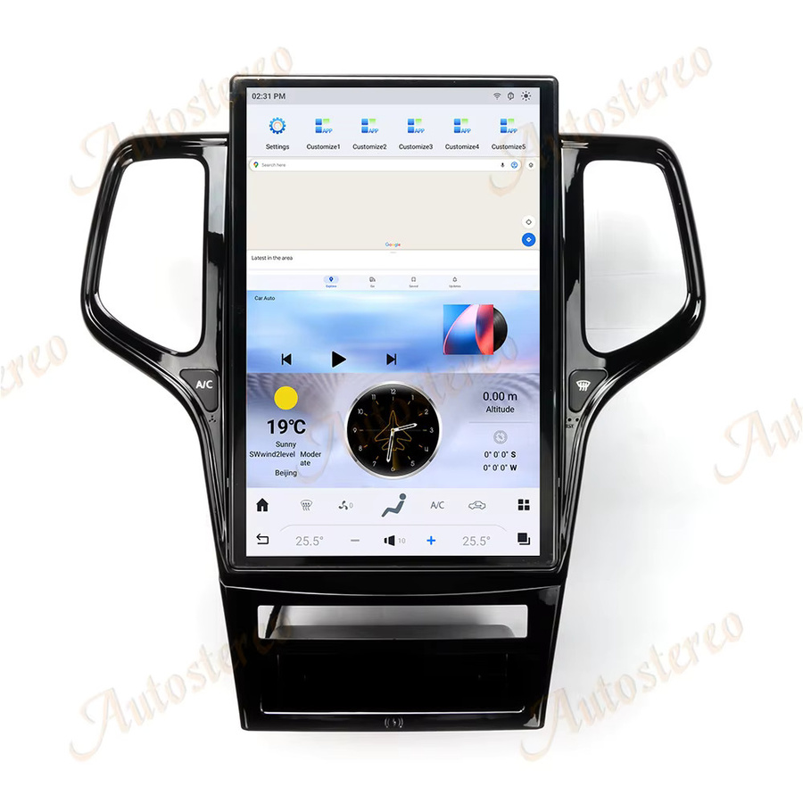 ZWNAV Android Multimedia Player im Tesla Stil für Jeep Grand Cherokee 2010-2021 mit 14,4 Zoll Display, GPS Navigation, 128 GB Speicher, Schwarz/Gold - Bild 5