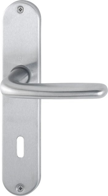 Hoppe Langschild-Garnitur Cardiff OB in Edelstahl matt Silber mit Schraubfunktion, B/T/H: 185 x 160 x 45 mm - Bild 1