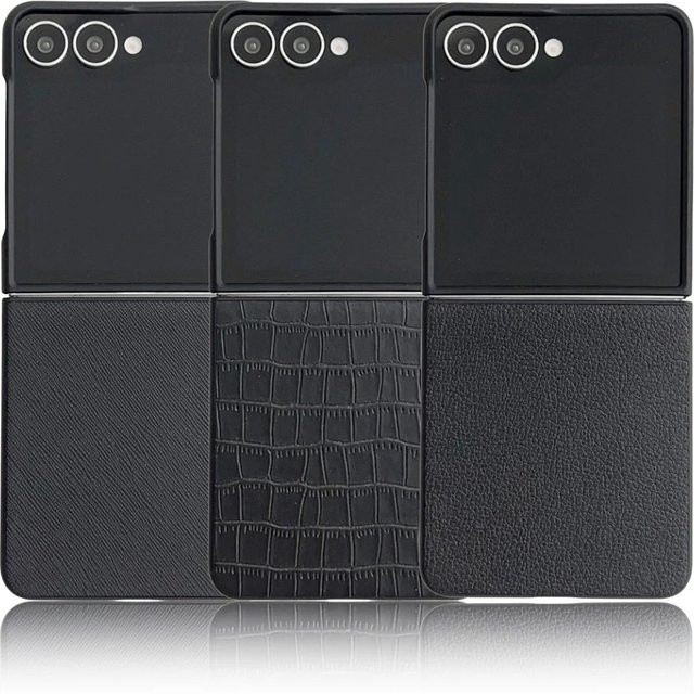 Busine Sle Leder Handyhülle für Samsung Galaxy Z Flip 7 6 5 in Schwarz mit Kameraschutz und Stoßfestigkeit - Bild 1