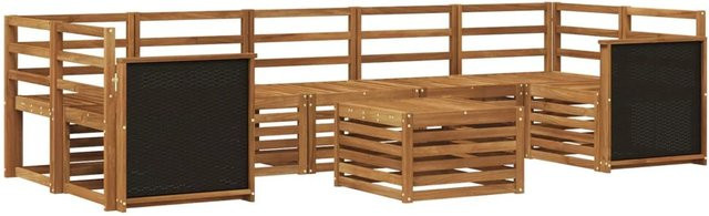 vidaXL Outdoor-Sofagarnitur aus Massivholz Akazie in Braun, 8-teiliges Set in U-Form mit Tisch und Armlehnen - Bild 1
