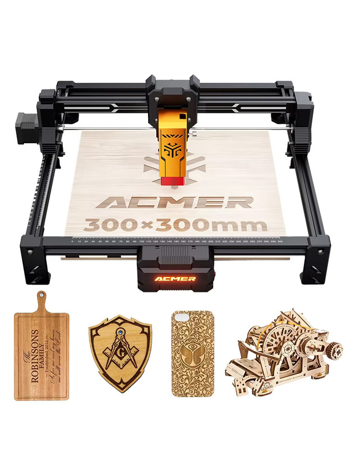 ACMER S2 Lasergravurmaschine CNC Holzmarkierungs- und Schneidewerkzeug in Schwarz, Arbeitsbereich B: 30 cm, T: 30 cm - Bild 7