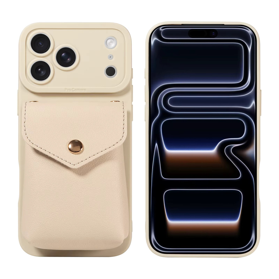 Stoßfeste Leder-Brieftaschenhülle für iPhone Modelle in Blau und Beige - Bild 2