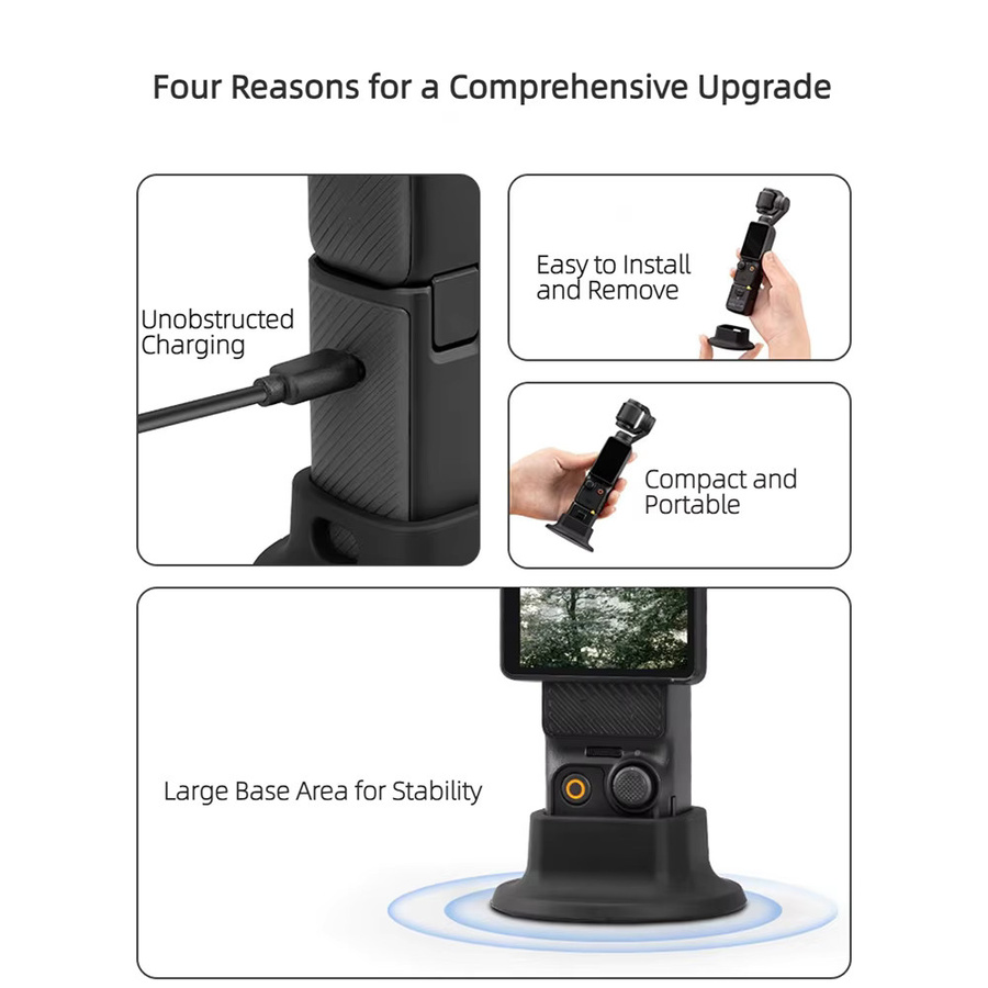 DJI OSMO Pocket 3 Silikon-Antirutsch-Basis in Schwarz als feste Halterung und Stützhalterung - Bild 4
