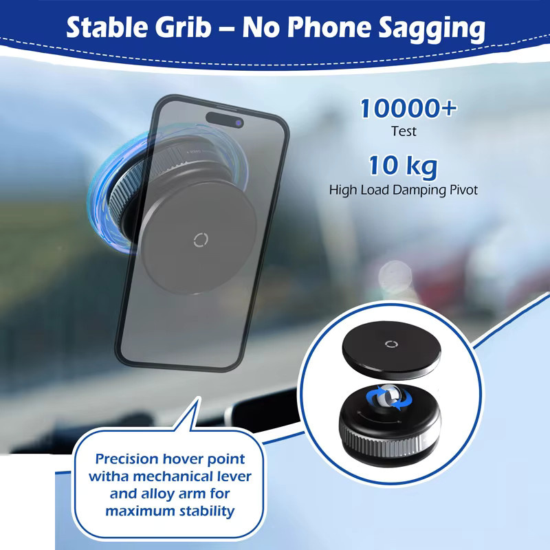 DIXSG Magnetische Vakuum-Telefonhalterung für das Auto, verstellbar und faltbar, Schwarz - Bild 6