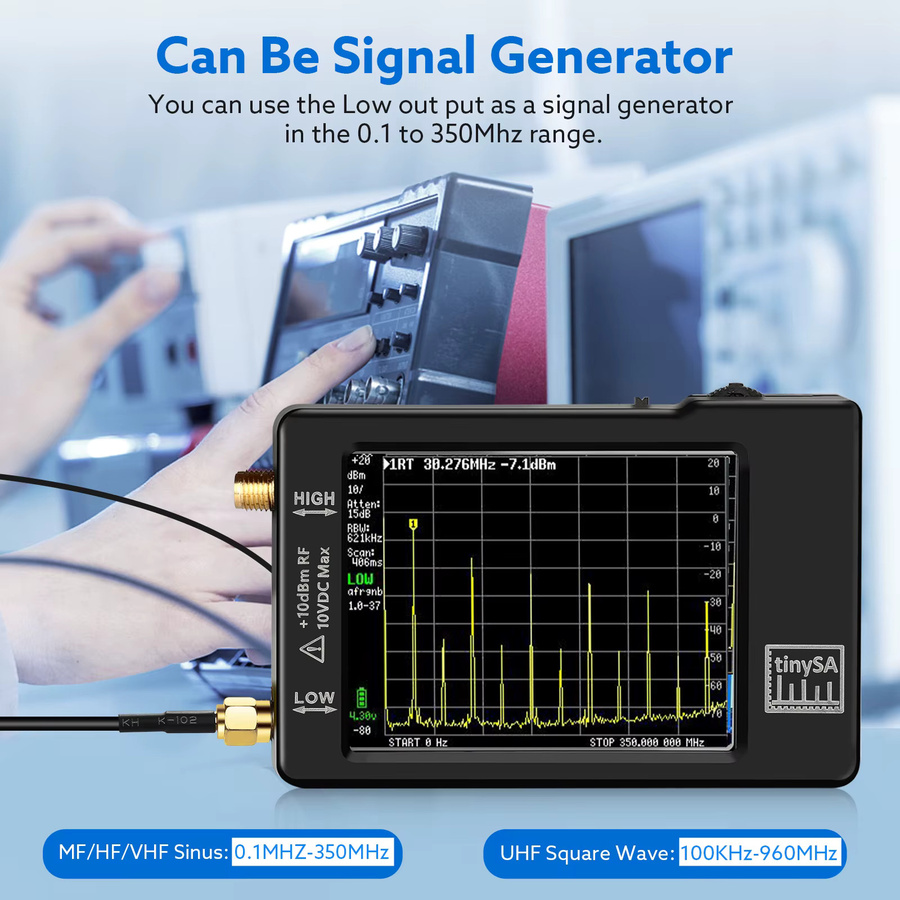 Tinysa Spektrumanalysator mit 2.8 Zoll Display, Frequenzbereich 960 kHz bis MHz, ESD Protected Version V0.3.1, Schwarz - Bild 4