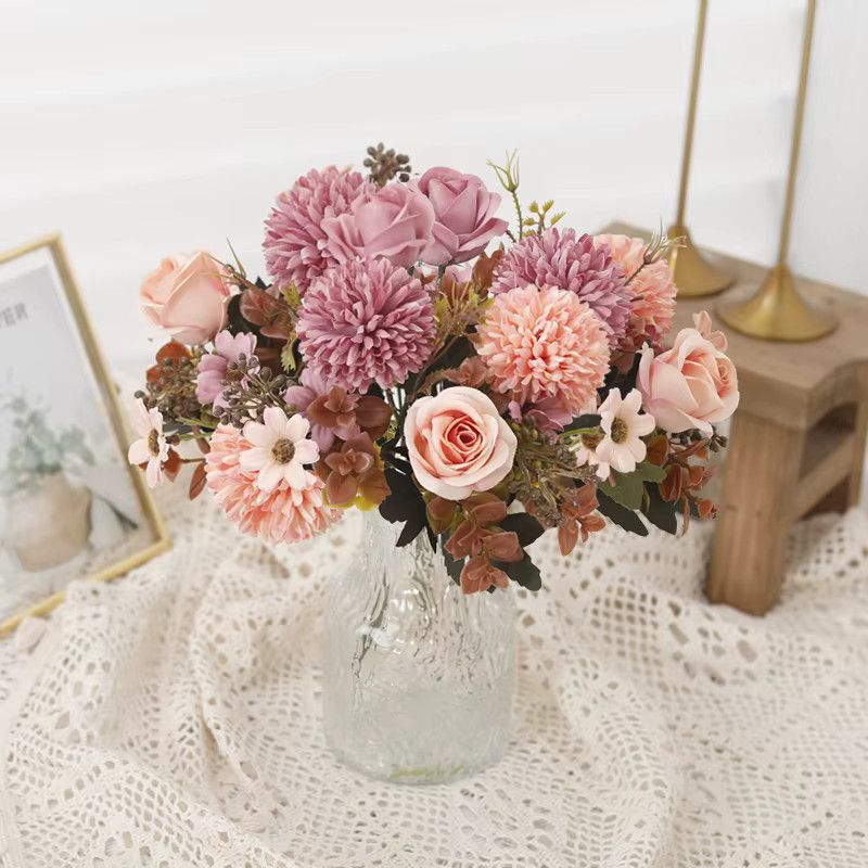 Künstliche Löwenzahnblumen von Kahaul Rose in Orange/Schwarz für Hochzeit, Party und Tischdekoration - Bild 1