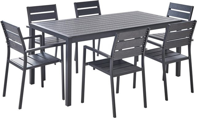 Beliani Gartentisch Set VERNIO aus Aluminium und Kunststoff in Schwarz - Bild 1
