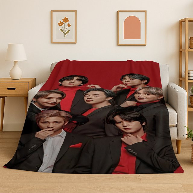 Potdemiel Kpop BTS Kim Seok Jin Flanelldecke, weiche und warme Überwurfdecke in Multicolour - Bild 1