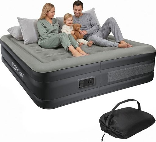 ML-Design Luftmatratze Luftbett mit eingebauter Luftpumpe für 2 Personen, Grau, B/T/H: 203 x 157 x 47 cm - Bild 1