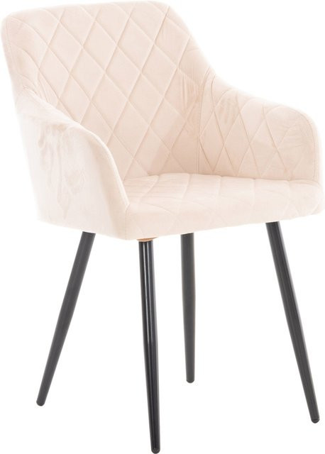 TPFLiving Esszimmerstuhl Shyva mit Samtbezug und Metallgestell in Beige und mattem Schwarz - Bild 1