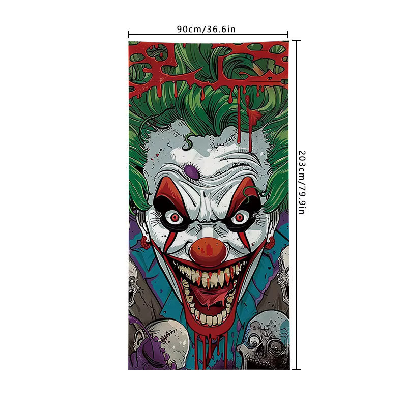 VIKAMA Halloween Horror Türbanner mit Clown und Skull Ghost als Partydekoration, Mehrfarbig, B: 90 cm, H: 180 cm - Bild 2