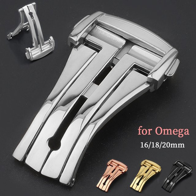 HQstrap Uhrenarmband-Schließe Edelstahl, Butterfly-Knopf, Silber - Bild 1