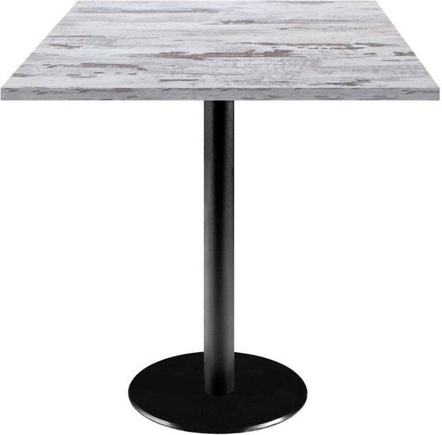 RestooTab Tisch Rome quadratisch in Eiche und Weiß mit schwarzem Gestell, B/T/H: 70 x 70 x 75 cm - Bild 1