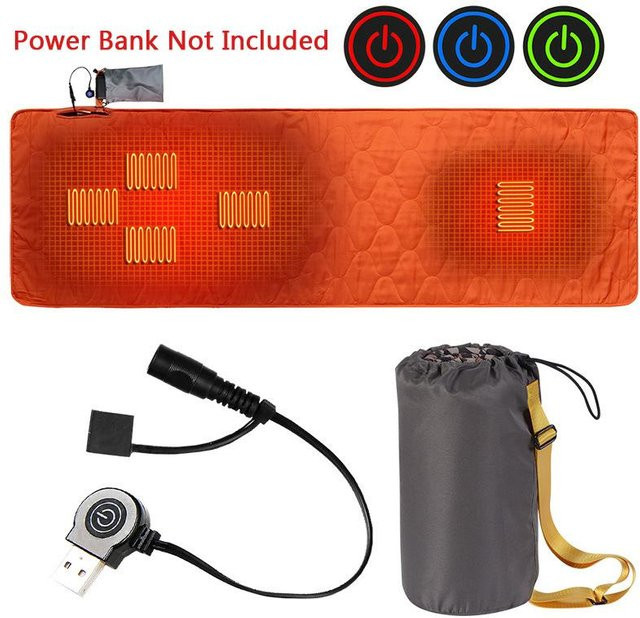 USB-elektrisch beheizte Schlafsackeinlage von Beautiful Bag für Camping und Reisen mit 5 Heizzonen in Orange - Bild 1