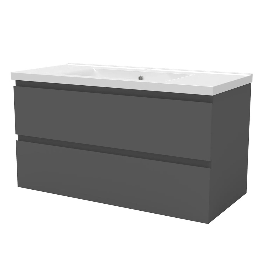Duschparadies Waschtisch Zwenia 2-teilig mit Keramikbecken und Unterschrank, Farbe Matt Anthrazit, Breite: 100 cm - Bild 2