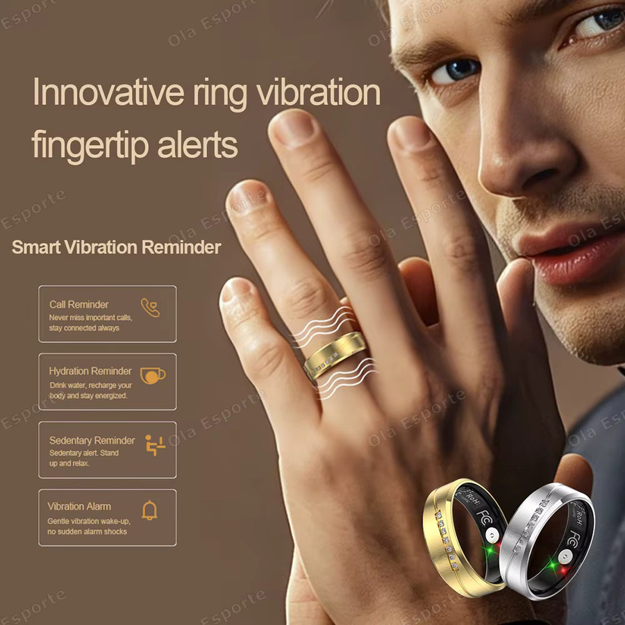 Ola Esporte Smartring in Silber mit Vibrationsfunktion, Herzfrequenz- und Körpertemperaturmessung sowie Anruf- und Weckfunktion für dich - Bild 2