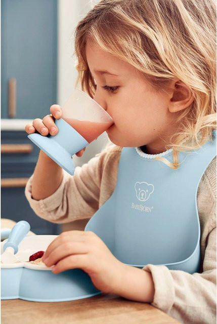 BabyBjörn Lätzchen mit Auffangschale aus Silikon, BPA-frei, Blau - Bild 1