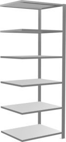 Schulte Anbauregal Büro-Steckregal MULTplus150 aus verzinktem Stahl mit 6 Fachböden, Farbe Grau, B/T/H: 200 x 75 x 60 cm - Bild 1