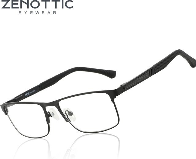 ZENOTTIC Lesebrille, quadratisch, Metall, Vollrand, Herren, schwarz - Bild 1