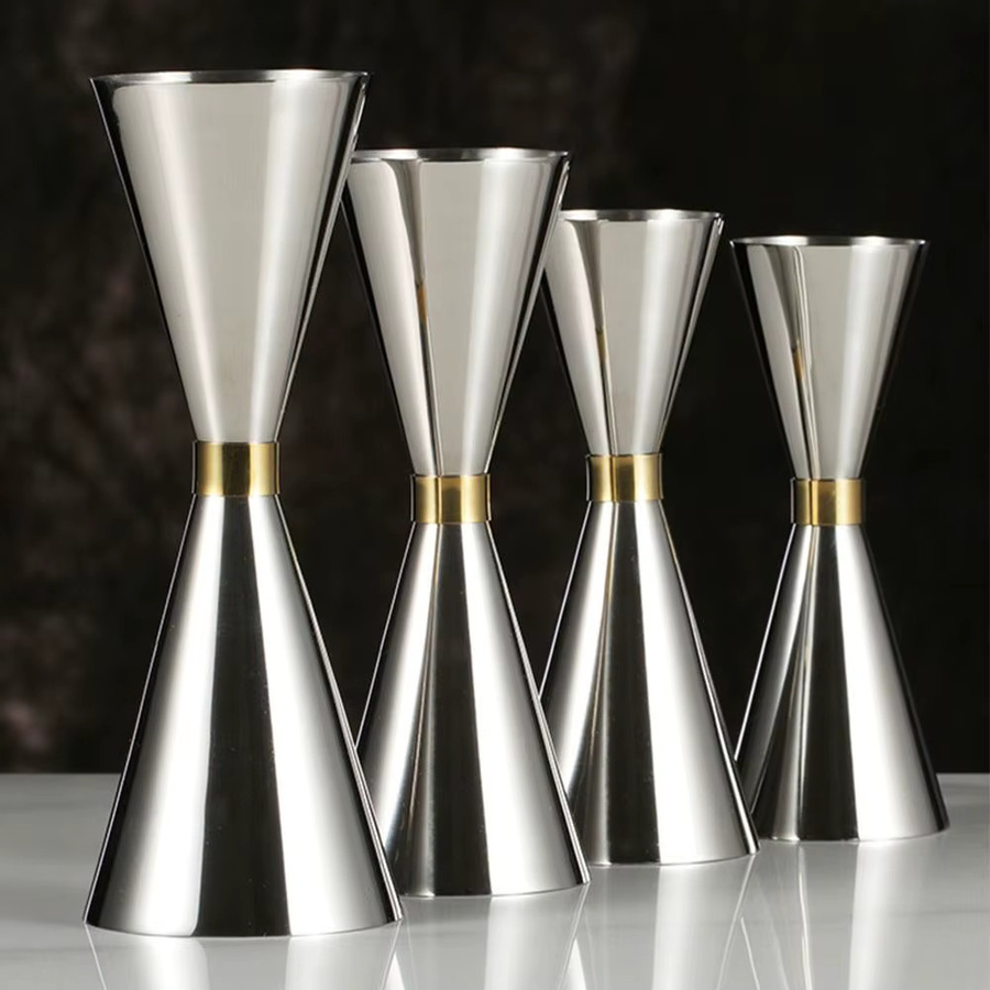 Japanischer Cocktail Jigger aus Edelstahl in Silber als Doppel-Messbecher für Spirituosen und Drinks - Bild 2