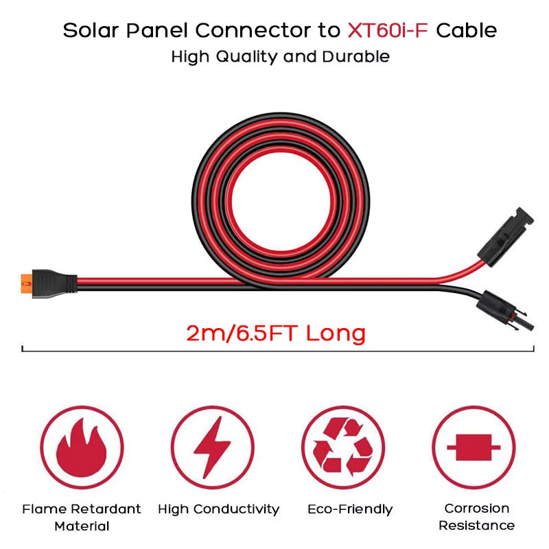 ZAEGIRZ Solarpanel-zu-XT60i-F-Kabel 2m für EcoFlow Delta 2, 2 Max, Pro, Pro 3, 3 Plus und River 2, 2 Pro, 2 Max, 3, 3 Plus Powerstations - Bild 2